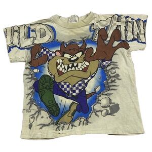 Vintage 1995 Freeze Taz Wild Thing T-Shirt Youth Medium Looney Tunes AOP VTG